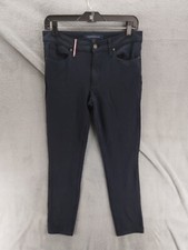 Tommy Hilfiger Cropped Pants Women Sz 4 Dark Blue Mid Rise Straight Leg Stretch