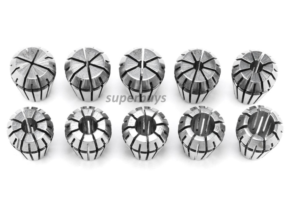 10pcs 1 - 10mm ER16 Lathe Spring Collet Drill Bit Holder Vice Clamp CNC ...
