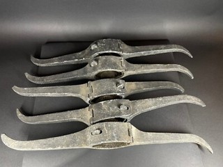 Old MGM Movie Props Lot of 5 Painted Metal Roman Leg Irons Ben Hur Quo Vadis