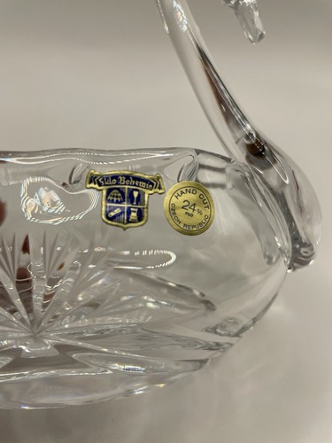 Sklo Bohemia Swan Czech Republic 24% Lead Crystal Candy Trinket Dish - Picture 6 of 10