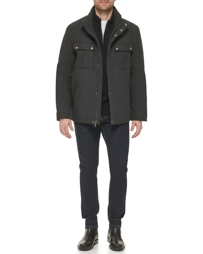 Cole Haan Signature Wool Melton Stand Collar Jacket Trucker Grey Men’s Size XL - Picture 14 of 14