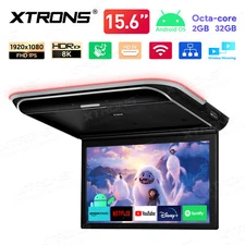15.6" FHD Android Car Roof TV Flip Down Monitor 8K Video Media Player WIFI 32GB