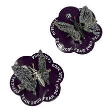 VTG butterfly hair clip spring moving Flutter Silver Glitter Y2K Lot Of 2