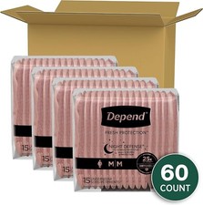 Depend Night Defense Adult Incontinence Women, Overnight Medium Blush 60 count