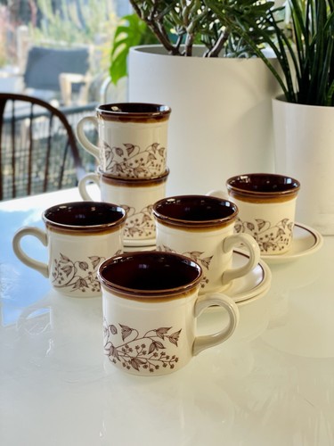 Juego de 6 tazas y platillos de piedra de hierro Biltons c1975 - Imagen 14 de 17