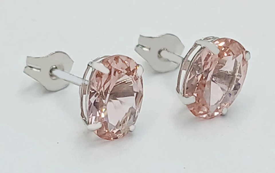 PENDIENTES MORGANITA ORIGINALES 2,12 quilates oro blanco macizo 14k - Valoración gratuita Foto 4 de 4