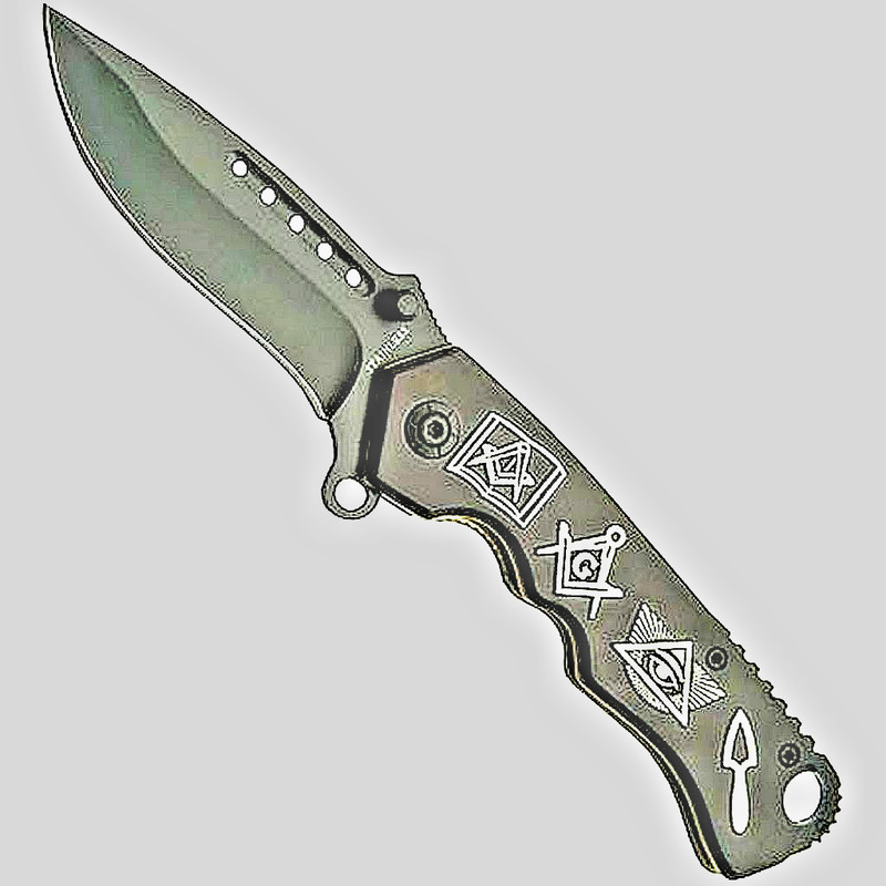 Masonic Assisted Opening Black Folder * Quality Metal 300423-SL