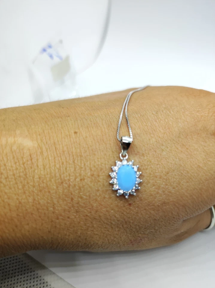collana donna argento 925 con pendente kate pietra azzurra angelite - Immagine 2 di 4