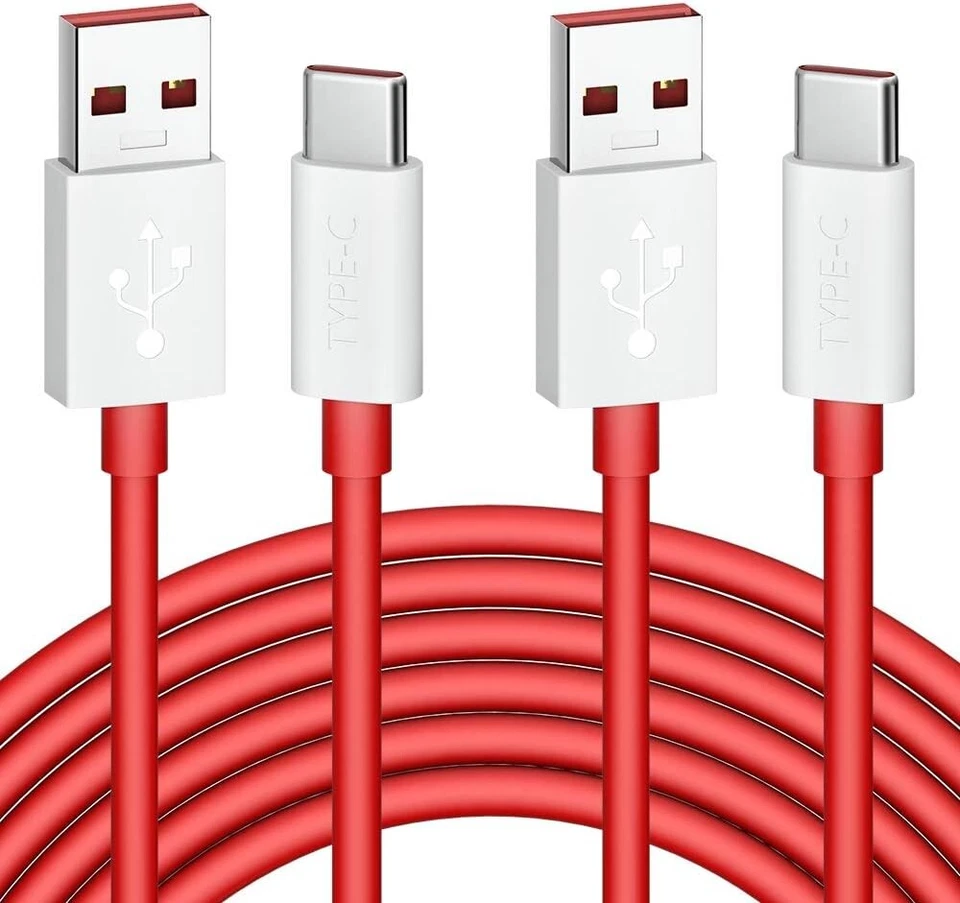 Paquete de 2 cables de carga SuperVOOC duraderos de 80 W para OnePlus 6 pies USB tipo C Foto 3 de 4