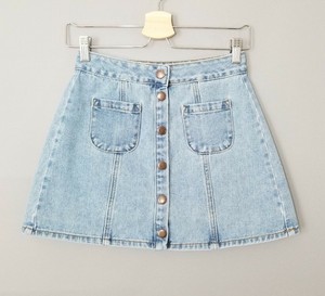 button front jean skirt
