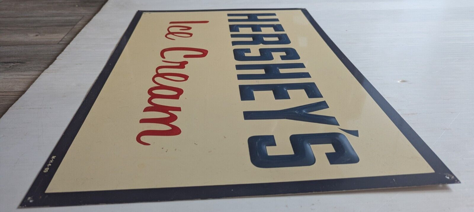 Vintage Hershey's Ice Cream Tin Embossed Sign M-H 4-89