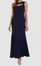 Nightway Women's Blue Sleeveless Embellished Cutout Gown Dress Size 8