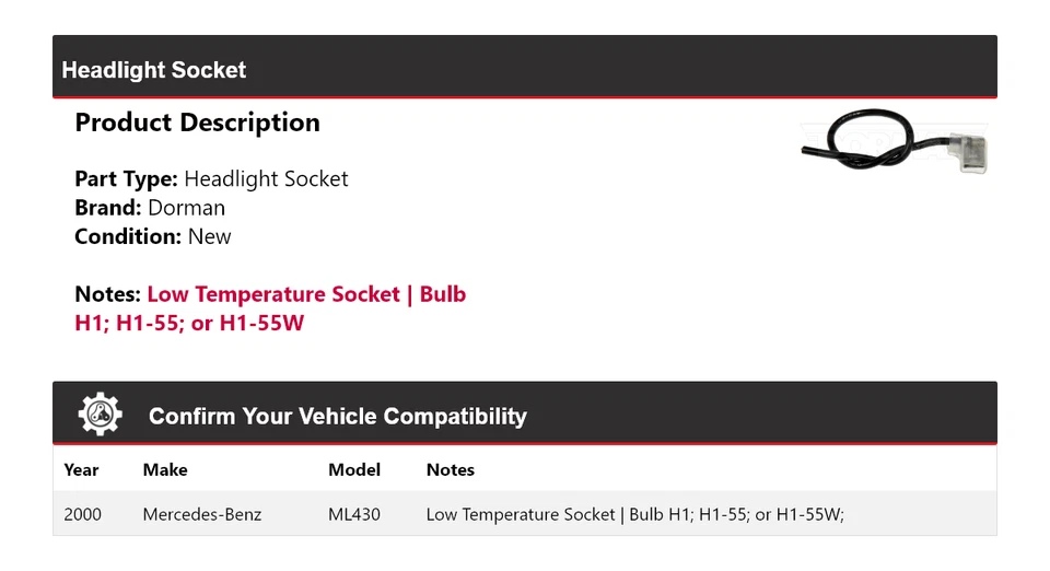 Enchufe de faros Dorman para Mercedes-Benz ML430 2000 Foto 2 de 4