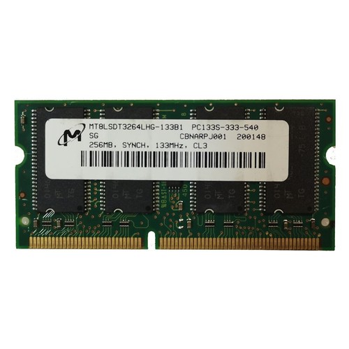 Micron 256MB SD SO-DIMM PC133S-333-542 133 MHz Memory RAM MT8LSDT3264HG-133C2 - 第 1/3 張圖片