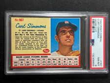 1962 Post Cereal Curt Simmons HC #167 PSA 8 NM-MT New Grade Pop 11 Cardinals