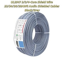 UL2547 2/3/4-Core Shield Wire 22/24/26/28AWG Audio Shielded Cables Black/Grey
