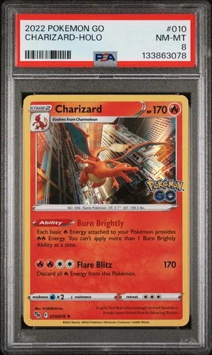 2022 POKEMON GO #010 CHARIZARD-HOLO PSA 8