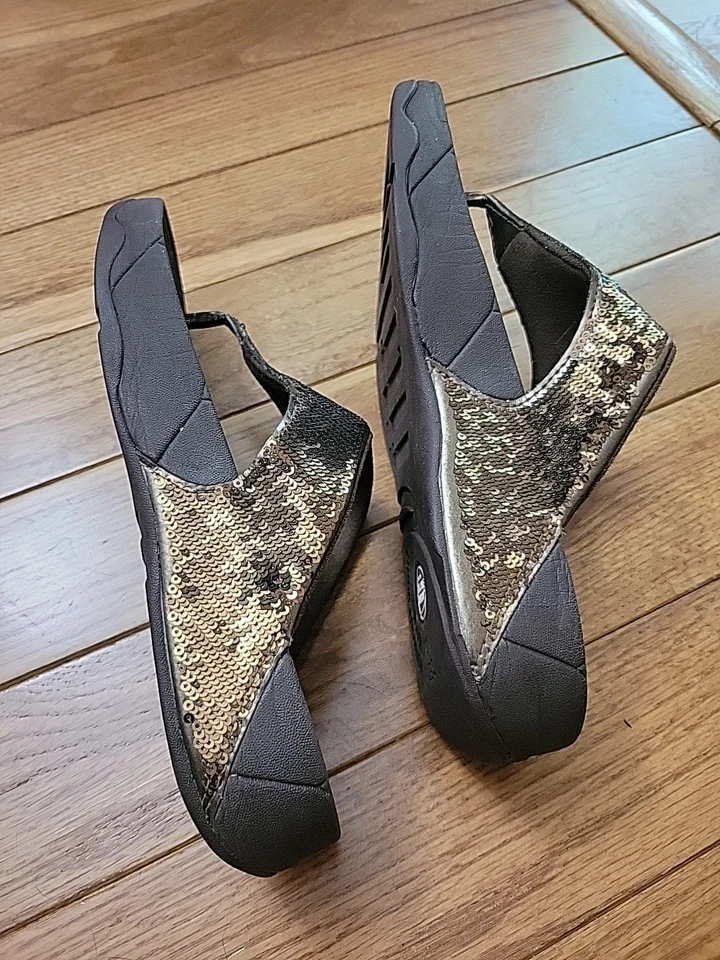 Fitflop блестки Electra классический шлепанцы сандалии бронзы/коричневый размер женщин sz 9 - Изображение 4 из 4