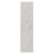 Tretta Contemporary Diamonds Runner Area Rug with Plush High-Low Texture, Gre...