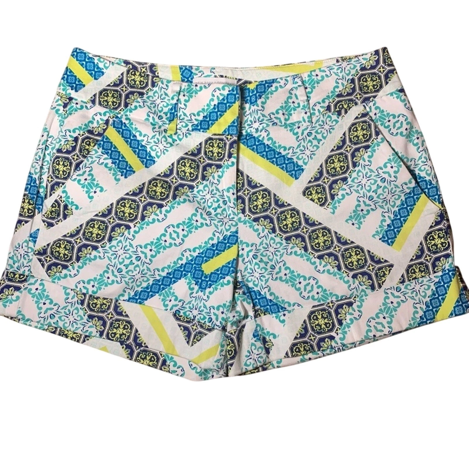New York & Company Shorts Women's Size 0 Tropical Colorful Paisley 3" Stretch