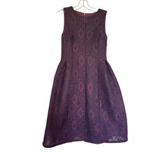 Calvin Klein Plum Purple Floral Lace Jacquard A-Line Cocktail Dress Size 4