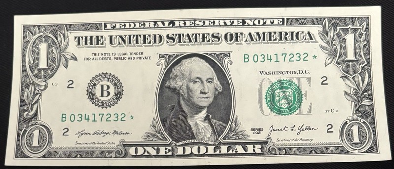 2021 New York $1 Bill Star Note ⭐️ Low Sum 22 Double Pair Note