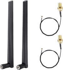 ASHATA External Antenna,2PCS M.2/NGFF Network Card Cable and 2x5DBi Black