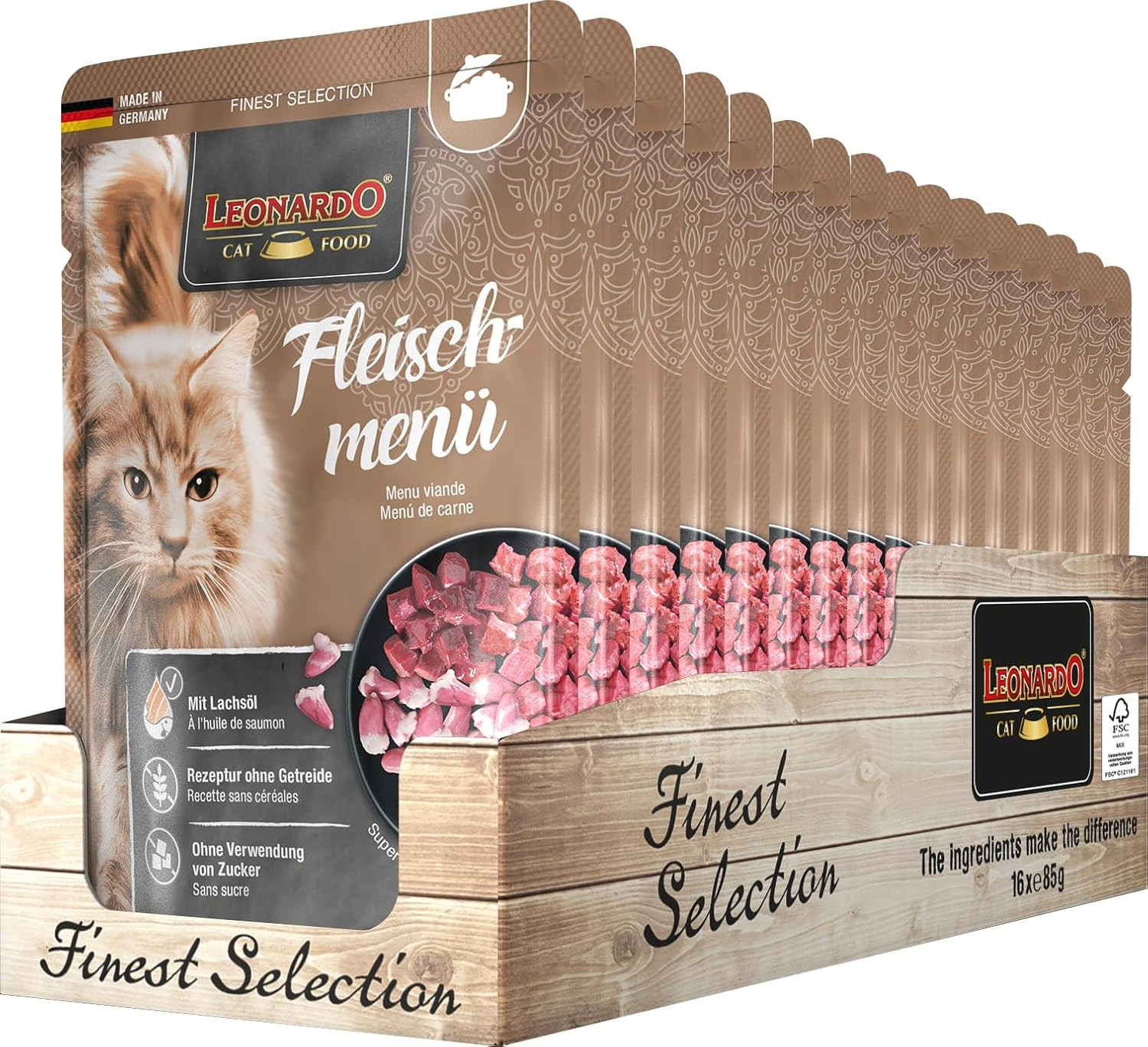 Menu di Carne per Gatti 16x85g | Umido Naturale Salvafreschezza