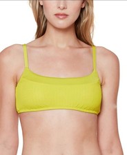 Sanctuary Women's Sandbar Solids Seamed Bralette Bikini Top Grellow Size X-Large