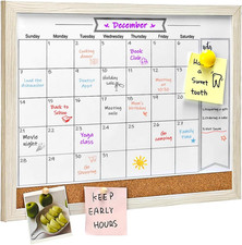 Dry Erase Calendar Whiteboard for Wall, Small Combination Magnetic Dry Erase Whi