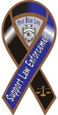 Support Law Enforcement Ribbon Vinyl Decal Sticker Choose Size thin blue line