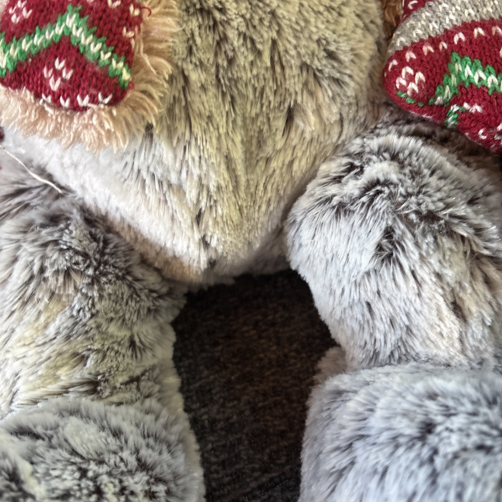 Plush Gray Teddy Bear Christmas Scarf Mittens Stuffed Animal Toy Kids Gift 18"