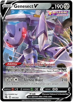 4x NM-Mint Genesect V - 185/264 - Ultra Rare Pokemon Fusion Strike