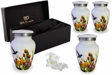 BOLD DIVINE Keepsake Decorative Urns for Human Ashes Small Set Of 4, White