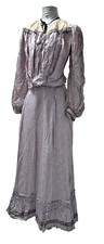 Antique Edwardian Lavender Silk Half-Mourning Gown- Study/Display Piece ca. 1900