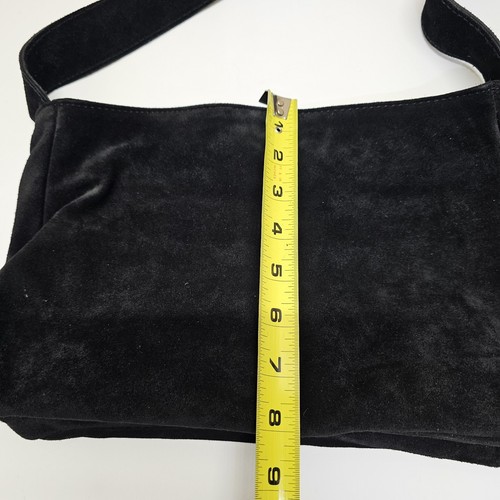 Vintage Black Suede Leather Purse Shoulder Bag Minimalist Old Money ITALY Luxury - Picture 19 of 21