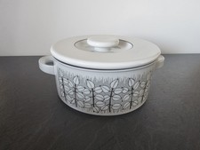 Hornsea Charisma Keramik Deckel Kasserolle / Servierschale weiß mit modernem Muster