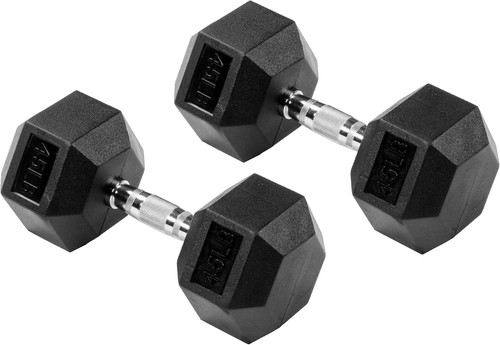 Durable Rubber Encased Hex Dumbbell - 45LB Pair for Home Gym Essentials - Picture 4 of 8