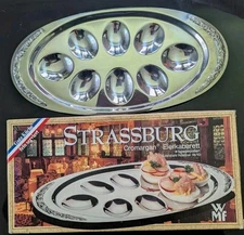 Egg Platter By WMF Cromargan 18/10 Stainless Steel 8 Egg Eierkabarett Strassburg