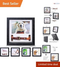 Pet Memorial Picture Frame Wood 9x9 Display Collars Photos Sympathy Gift