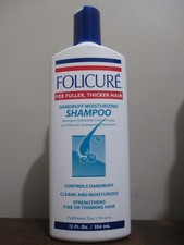 Folicure For Fuller ,Thicker Hair Dandruff Moisturizing Shampoo 12 Oz