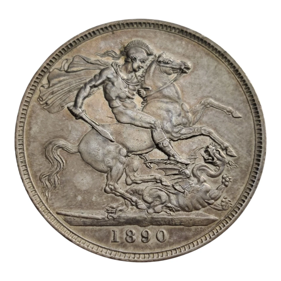 1890 UK Great Britain Queen Victoria Silver Crown Jubilee Head Large Coin 3P - Image 2 of 2