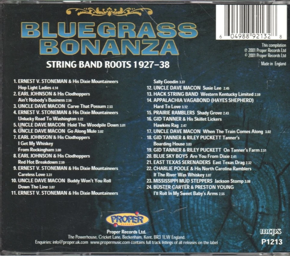 Bluegrass Bonanza String Band Roots 1927-38 CD UK Proper 2001 P1213 - Bild 2 von 2