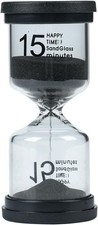 Elegant Black Round SandTimer - 15 Minute Sand Timer for Kids and Adults, Hourgl