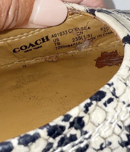 Ballerine Coach Chelsea Snake Cap Toe Pelle Slip On Classic Ufficio Tg 7 B - Foto 13 di 17