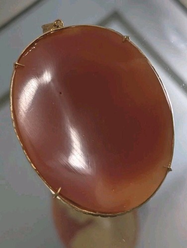 Large Vintage Carnelian Shell Cameo Pendant 14K Gold - Picture 7 of 8
