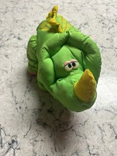 1992 Fisher-Price Puffalump Dino-Roars Baby Triceratops Dinosaur Plush Toy Green