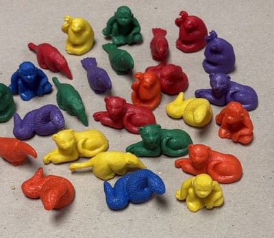 VTG Lot Of 25 Rubber Mini Safari Animal Figures Counters Math Manipulatives