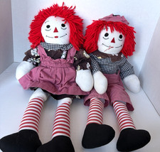 Vintage Hand Made Raggedy Ann and Andy Dolls 25  