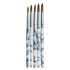 8-16# Acrylic Nail Brush White Acrylic Handle Kolinsky Hair Pro Nail Art Brushes